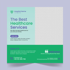 Medical healthcare social media post template design, medical social media post design template, promotional medical square web banner for hospital, medical post design template for clinic