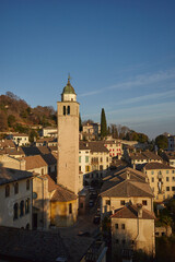 Fototapeta na wymiar View of Asolo town with bell tower