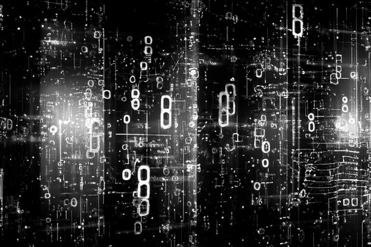 binary code black and white background generated by Ai