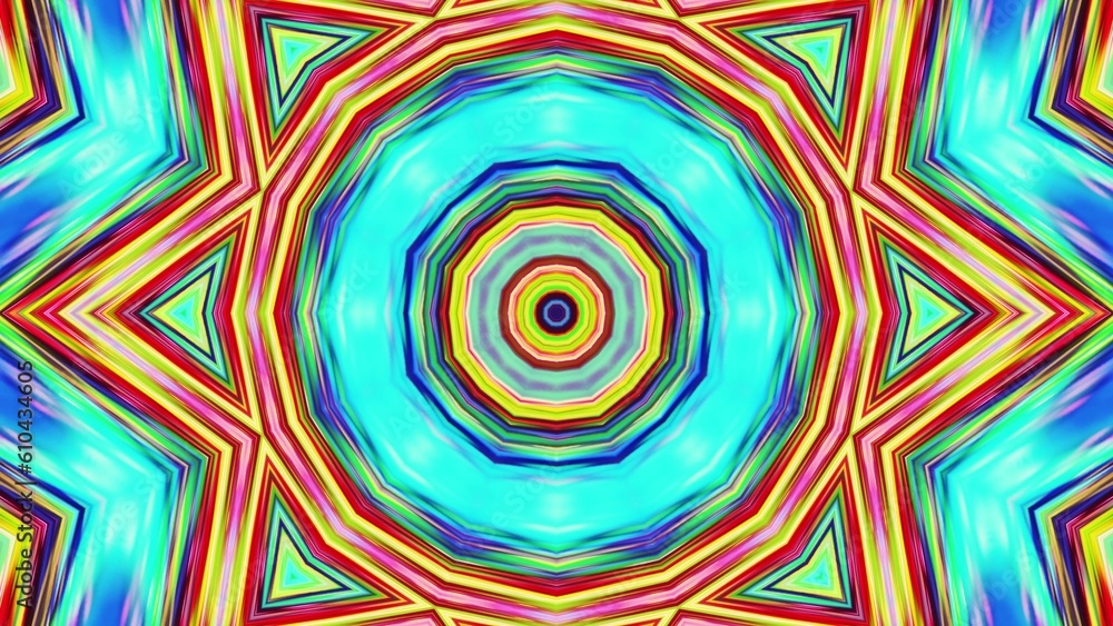 Poster stylish 3d abstract bg with wavy structure. liquid symmetrical iridescent pattern like kaleidoscope 