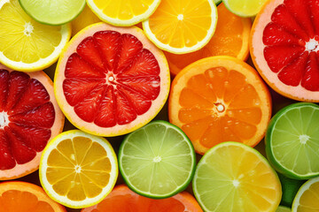 Obraz na płótnie Canvas Zesty rainbow, a colorful assortment of citrus fruits Generative AI