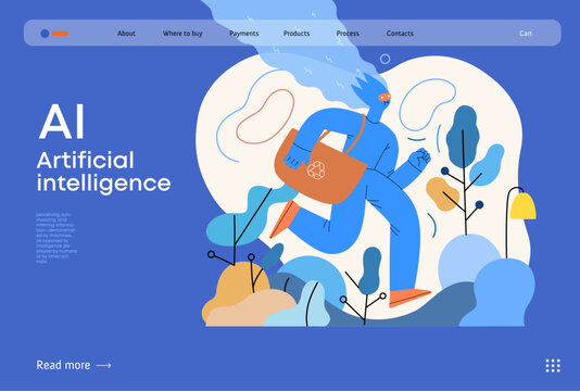 Artificial intelligence, Ecology -modern flat vector concept illustration of AI effectively managing responsible consumption and recycling. Metaphor of AI advantage, superiority and dominance concept