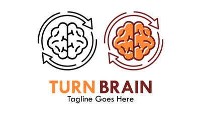 Turn brain design logo template illustration