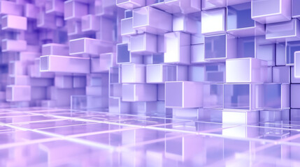 Tech background sleek glossy blocks. contemporary violet backdrop. 3D rendering illustration. Generative Ai modern innovative wallpaper