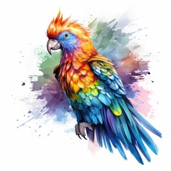 Obraz premium Bright parrot isolated. Illustration AI Generative.