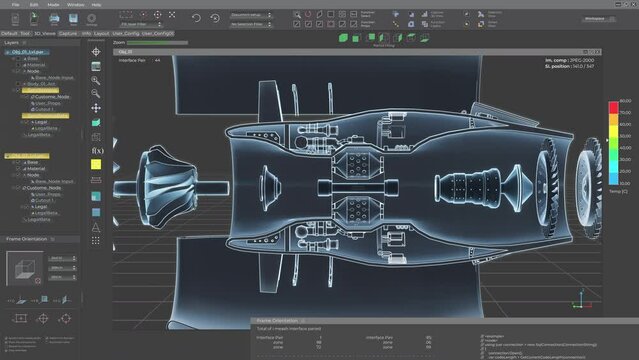 Developing Parts 3d Models To Assemble Industrial Machine Prototype. Prototype Engine Machine Part Production. Modern Interface. Machine Mechanism Parts Manufacturing. Designing Prototype