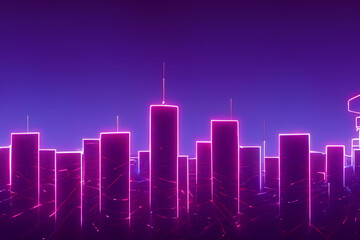 city skyline illustration in the night generated by ai