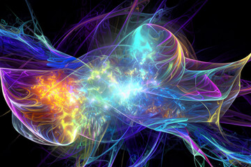 abstract fractal glowing space background created by Ai