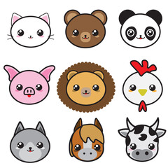 Various kawaii animals, adorable and enchanting. Perfect for children's products, stationery, and decor, bringing fun and cuteness in a unique design.