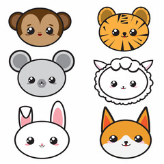 Various kawaii animals, adorable and enchanting. Perfect for children's products, stationery, and decor, bringing fun and cuteness in a unique design.
