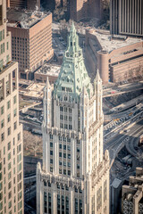 Aerial view of the summit of Woolworth building in New York