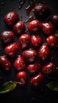 Fresh Organic Jujube Fruit Photorealistic Vertical Background. Healthy Vegetarian Diet. Ai Generated Lifelike Background with Delicious Juicy Jujube Fruit. Generative AI