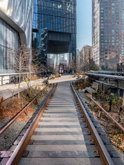 The High Line of New York with a short remain of the old track