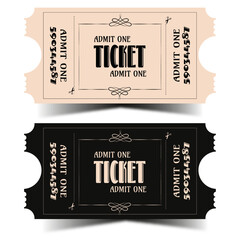 2 Vintage tickets in cmyk, ready to print. Vector illustration