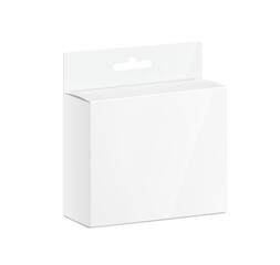 Realistic square cardboard box mockup. Vector illustration isolated on white background. Can be use for food, cosmetic, pharmacy and etc. Ready for your design. EPS10.