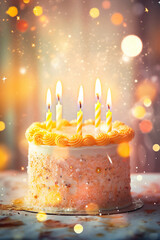 design of Birthday Cake with Lit Candles. Generative ai - 610447241