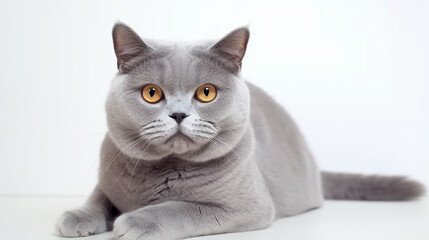 gato cinza em fundo branco 