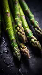 Fresh Organic Asparagus Vegetable Photorealistic Vertical Background. Healthy Vegetarian Diet. Ai Generated Lifelike Background with Delicious Juicy Asparagus Vegetable. Generative AI