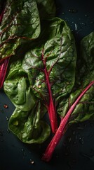 Fresh Organic Chard Vegetable Photorealistic Vertical Background. Healthy Vegetarian Diet. Ai Generated Lifelike Background with Delicious Juicy Chard Vegetable. Generative AI