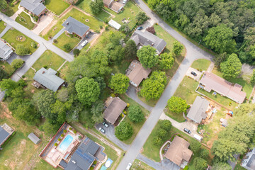 drone mountain land neighborhood views