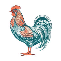 Standing cockerel symbolizes rural farm life