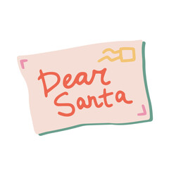 Hand drawn illustration of letter to santa. Christmas  element in doodle style