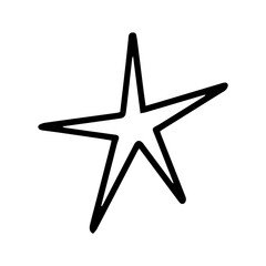 Black outline illustration of star. Festive element in doodle style