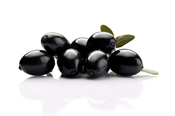 Black olives isolated on white background generative ai