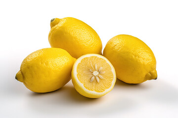 Lemons isolated on white background generative ai