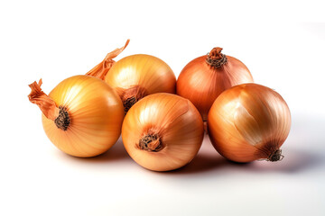White onions isolated on white background generative ai