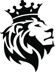 An illustration of a lion's head wearing a crown can be an elegant logo