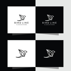 Bird logo vector icon template, line art line