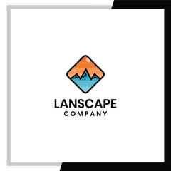 Mountain landscape vector logo design.