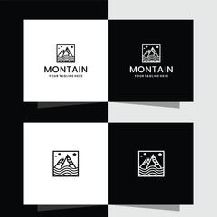 Mountain vector logo made with lines