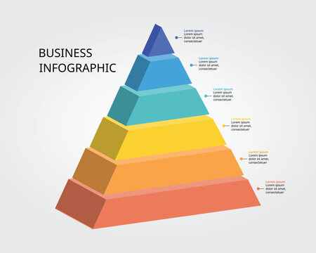 pyramid chart template for infographic for presentation for 6 element