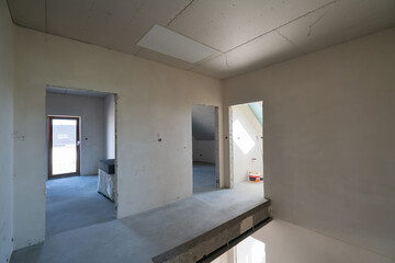 Drywall in the attic. House under construction