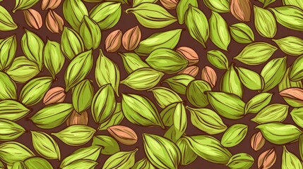 Aromatic Cardamom Spice Cartoon Horizontal Background Illustration. Healthy Vegetarian Diet. Ai Generated drawing Background Illustration with Delicious Flavory Cardamom Spice. Generative AI