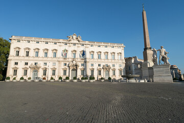 Fototapeta na wymiar The Piazza del Quirinale with the Quirinal Palace in Rome, Lazio, Italy