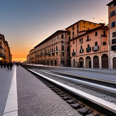 Fototapeta premium sunset over the town