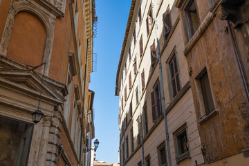 Cosy narrow street architecture in Rome. Italy