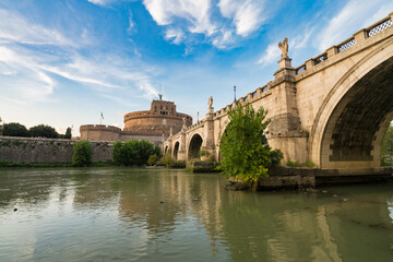 Fototapeta na wymiar Saint Angelo castle an Tiber River in Rome, Italy