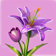 lilac lily and tulip flower background