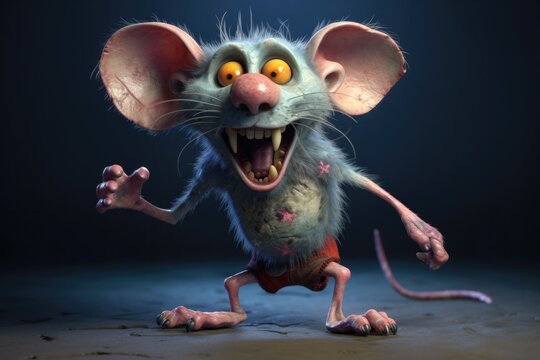 Cartoon Zombie Rat Character for Halloween. Generative AI