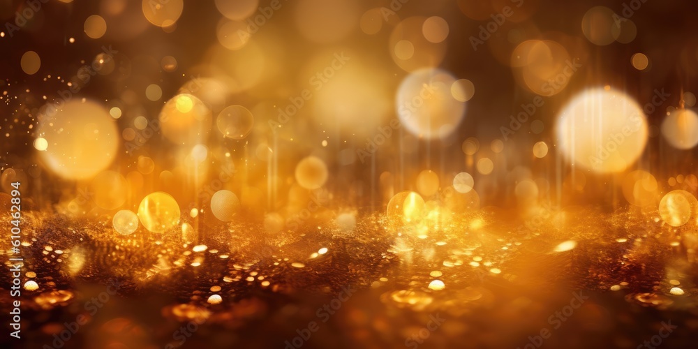 Poster a gold abstract bokeh background. generative ai image aig30.