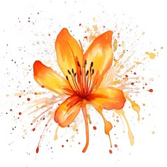Fototapeta premium Aromatic Saffron Spice Watercolor Square Background. Healthy Vegetarian Diet. Ai Generated, Drawn With Paint Splashes On White Background Delicious Flavory Saffron Spice. Generative AI