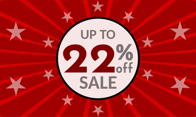 Up to 22% Off, red banner with discount for mega sales