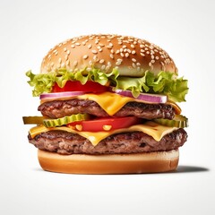 Beef cheese burger in white background