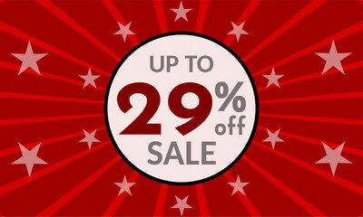 Up to 29% Off, red banner with discount for mega sales