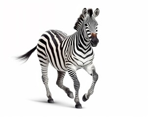 Fototapeta na wymiar running zebra isolated on white background