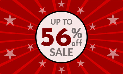 Up to 56% Off, red banner with discount for mega sales